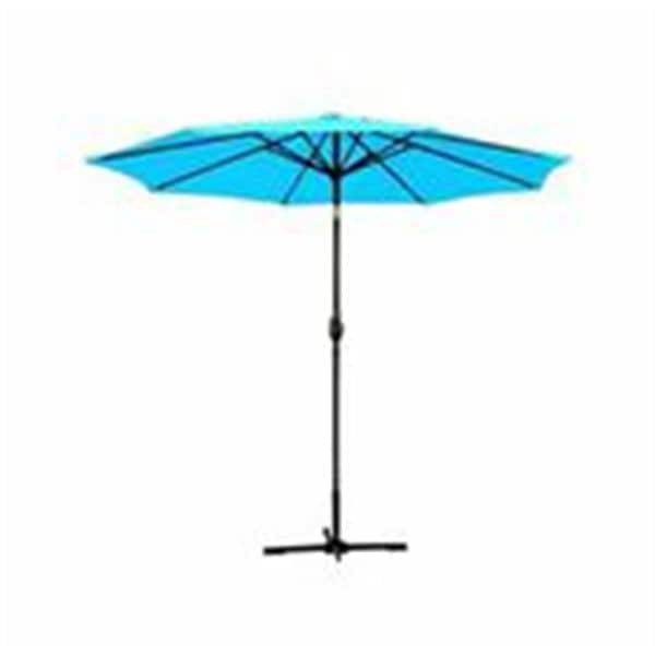 Propation 9 Ft. Aluminum Patio Market Umbrella Tilt with Crank - Turquoise Fabric & Black Pole PR2593370 - main
